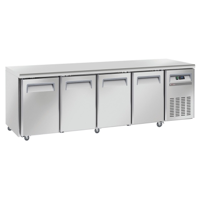 Table frigorifique, ventilé, 4 portes GN 1/1, sur roues, 2 avec freins WR-GTN4-3N